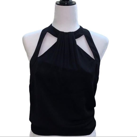 Bebe black halter top sleeveless cut out blouse - Picture 1 of 8